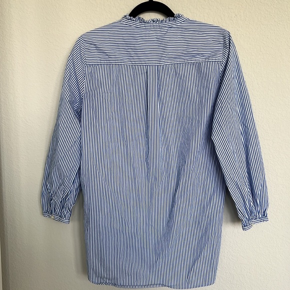 J. Crew Blue Striped 3/4 Sleeve button front tunic top - Picture 6 of 6